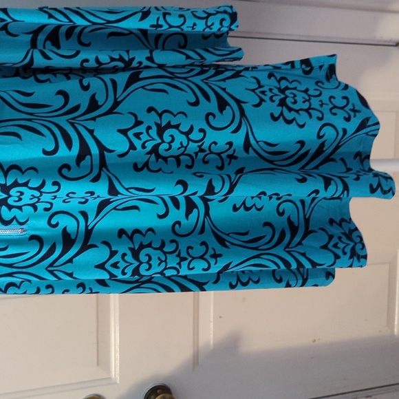 Bepei 2X Long Sleeve Blouse Turquoise Black Paisley Zipper - Picture 3 of 13